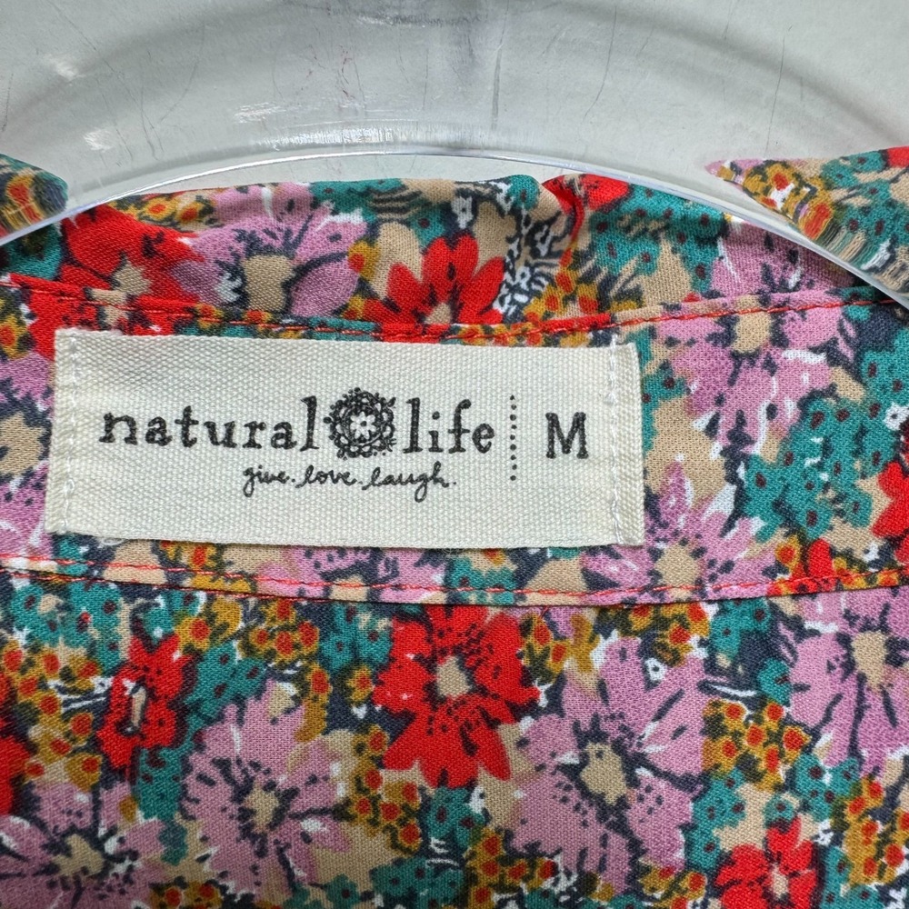 Natural Life Cottagecore Tiered Oversized Prairie Maxi Dress M Multicolor Pocket - Picture 4 of 10